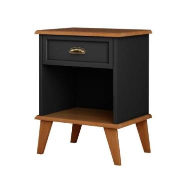 Imagem de Mesa de Cabeceira 1 Gaveta 1 Nicho Madeira Veneza Preto - Belle House