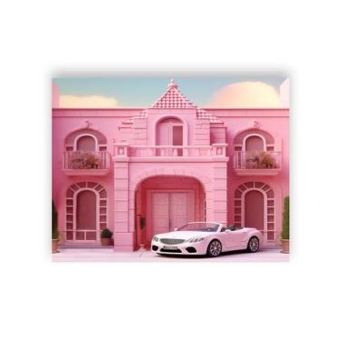 Imagem de Fundo Fotográfico 1,55 X 1,20 - Casa Realeza Rosa com Carro 019 - Via 