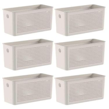 Imagem de 6x Cesto 4,2L Organizador OU Flow Bege 12cm x 13cm x 27cm