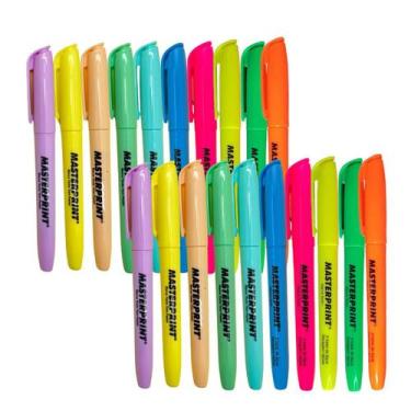 Imagem de Kit C/ 20 Marca Texto Masterprint Tons Pastéis Neon Seca Rápido - Kit 