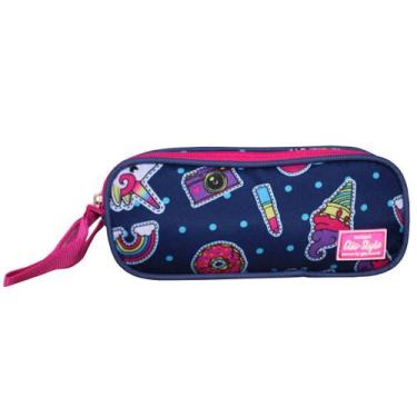 Imagem de Estojo 2 Compartimentos Escolar Juvenil Unicórnio Garotas - Clio Style