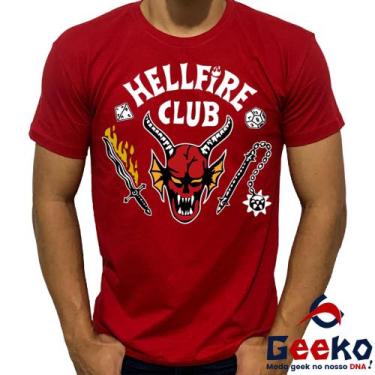 Imagem de Camiseta Hellfire Club 100% Algodão Stranger Things Geeko, Vermelho go