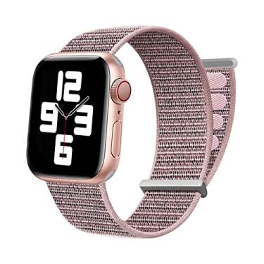 Imagem de Pulseira de nylon compatível com Apple Watch: pulseira esportiva para iWatch Series (Pink Sand, 44/45/46/49/42 mm (série 3 2 1))