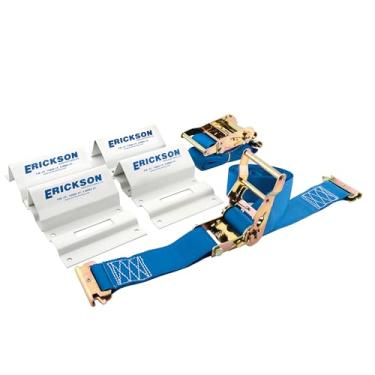 Imagem de Erickson (2 tiras de catraca de 5 cm x 1,3 m 1,360 kg (2) calço de roda 1 compartimento, revestimento em pó branco com conjunto de parafusos de 24 peças