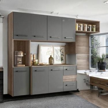 Imagem de Cozinha Larizete 07 Portas Carvalho e Chumbo - Mobiliar Home Shop