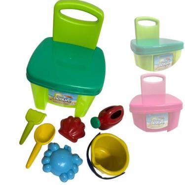 Imagem de Cadeirinha de Praia Com Baldinho Pá Regador Rastelo Forminha - Mili Mu