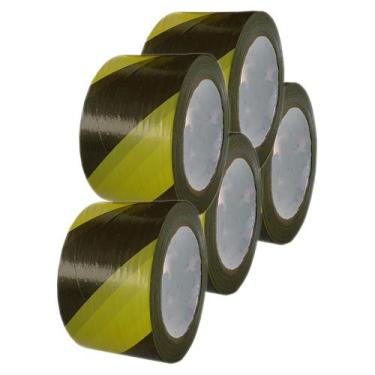 Imagem de Fita Zebrada 70mm X 200mm Amarelo/Preto 5 Unidades - Plastcor