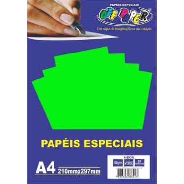 Imagem de Papel Neon Verde A4 180 gramas Off Paper - 20 Folhas