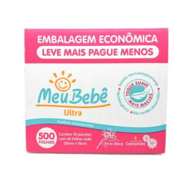 Imagem de Lenço Toalha Umedecida Meu Bebe Ultra Caixa 10x50 500Und