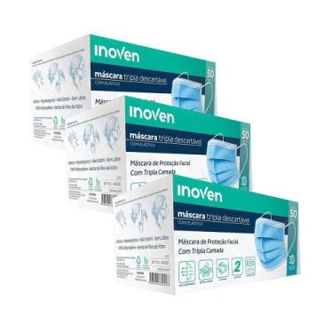 Imagem de Máscara Descartável Tripla Com Elástico Pacote 50U  - Inoven, Máscara 