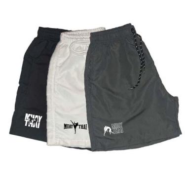 Imagem de Short Tactel Masculino Cordão Muay Thai Conforto Kit 3 - Ragor, M, Pre