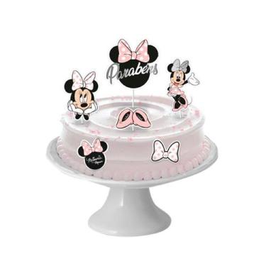 Imagem de Decoração De Bolo - Cenário Minnie Mouse Rosa - 6 unidades - Regina - 