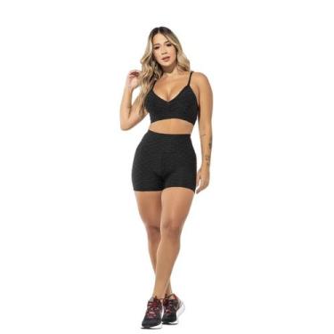 Imagem de Conjunto Fitness Feminino Bubble Preto Academia WarFit, G