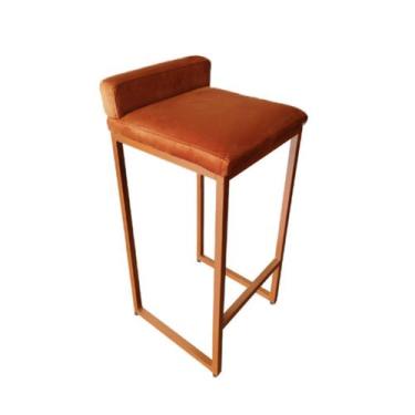 Imagem de Banco Banqueta Cadeira Grécia Base Metal Bronze Veludo - Fina Mobília,