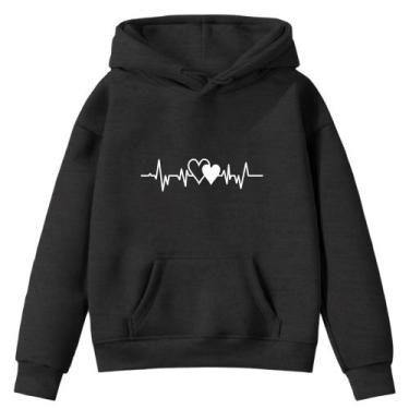 Imagem de Moletom Infantil Ritmo Cardíaco Amor Love Desenho Infância Bolso Cangu
