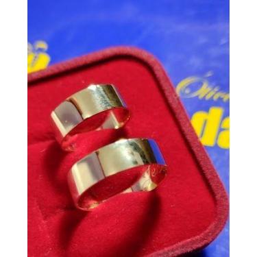 Imagem de Par de Alianças Ouro 18 Kilates Reta Noivado e Casamento 8 Gramas 7 mm