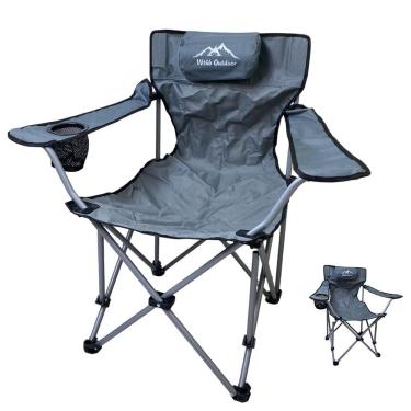 Imagem de Cadeira de Camping Dobravel Apoio de Braço Porta Copo Bolsa de Transporte Viagem Passeio Lazer Jardim Quintal Piquenique Praia Sol Verao Piscina