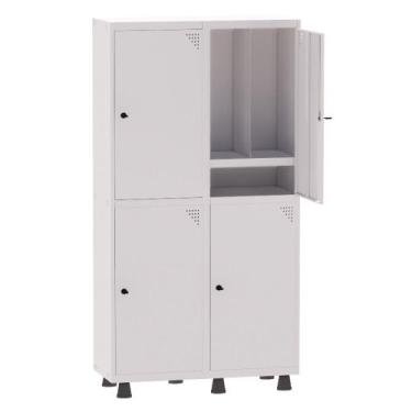 Imagem de Armário Guarda Volume Locker Roupeiro Insalubre 2 Vãos 04 Portas Com P