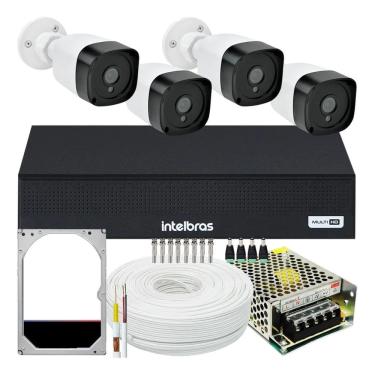 Imagem de Kit 4 Cameras Segurança Hd  Dvr Intelbras 4 Canais Promo04