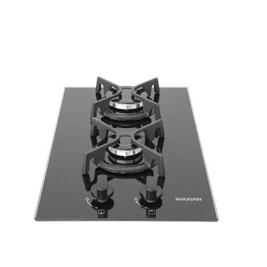 Imagem de Cooktop Mesa Vidro 2 Queimadores À Gás Suggar Preto Bivolt, Bivolt