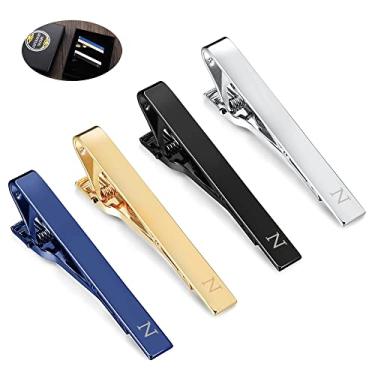 Imagem de LOYALLOOK Conjunto de prendedores de gravata com iniciais para homens exclusivo, azul, prata, preto, ouro, prendedor de gravata acessórios para terno presente de dia dos pais, Metal, Cobre