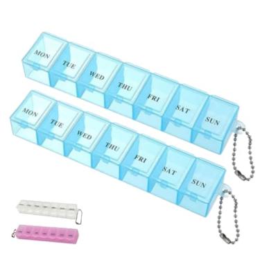 Imagem de Kit 2 Porta Medicamento Remédio Diário Portátil Semanal (Azul)