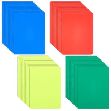 Imagem de OLYCRAFT 40 peças, 4 cores, PVC, cartas de penalidade, 10 x 8 cm, conjuntos de cartas de árbitro de futebol, azul, vermelho, verde e amarelo, com correntes de etiqueta para competição esportiva, jogo