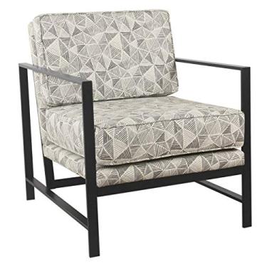 Imagem de HomePop Moldura de metal moderna decoração de casa sala de estar e quarto cadeira de acento, linhas cinzas