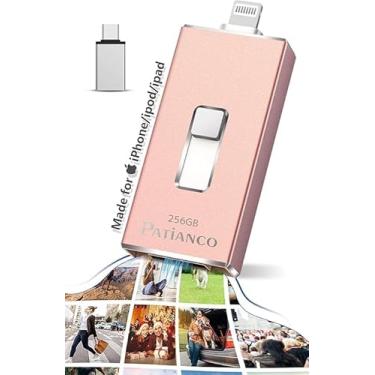 Imagem de Photo Stick Apple MFi certificado para iPhone 256 GB, pen drive USB para iPhone Thumb Drive, iPhone-Memory Stick para iPad/iPhone/computador Picture Keeper disco rígido portátil rosa