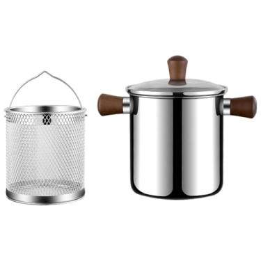 Imagem de DimyFew Fritadeira pequena de aço inoxidável, frigideira pequena com alça, frigideira de cozinha para coxinhas de peru, L