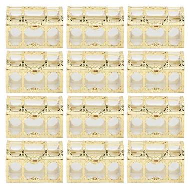 Imagem de YEmirth Caixa de doces dourada de 12 peças de recipiente de chocolate oco para decoração de festa de aniversário de casamento, loja de pequenos doces e guloseimas com material PS festivo (dourado 7