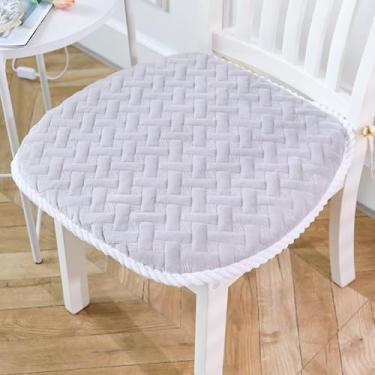 Imagem de ULYTMMJG Almofada de assento adornada confortável de cor sólida, durável, espessa, antiderrapante, almofada de cadeira respirável para quatro estações, para cadeira de escritório, cadeiras de jantar