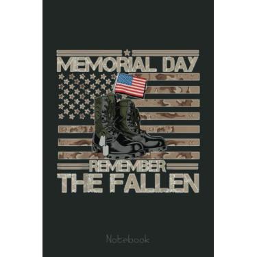 Imagem de Memorial Day Remember The Fallen Veteran Military Camouflage Notebook Vintage: US Memorial Day, Journal 6 x 9, 110 Page Blank Lined Paperback Journal/Notebook Gift For Family Friends