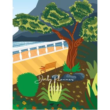 Imagem de 2022 Daily Planner: One Page Per Day Diary / beach / Park bench / Hand drawn / Dated Large 365 Day Journal / Date Book With Notes Section - Time Slots - Schedule - Calendar / Organizer