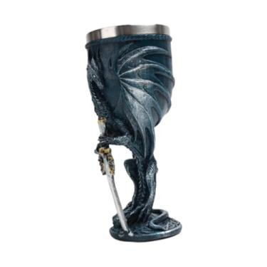 Imagem de DimyFew Taça de taça com padrão de dragão, novidade, aniversário, coleção, gravura em resina, decoração de mesa, taça medieval vintage