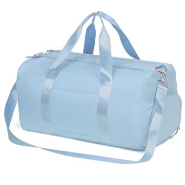 Imagem de Bolsas de viagem impermeáveis para mulheres, bolsa esportiva de viagem com compartimento para sapato, bolsa dobrável para academia, bolsa de ombro para a noite, Bolsa esportiva e viagem, Azul, medium