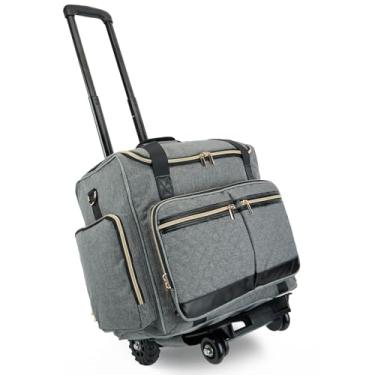 Imagem de Arxus Bolsa de professor com 4 rodas, sacola artística feminina com boneca destacável, pasta resistente com mangas acolchoadas para laptop de 15,6 polegadas, Cinza, Large