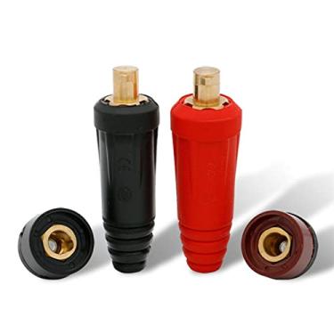 Imagem de Tocha de soldagem 1 peça conector de cabo de máquina de solda europeia de encaixe rápido DKJ 10-25 35-50 50-70 conector rápido para máquina de solda cabeça de tocha (vermelho, 35-50)