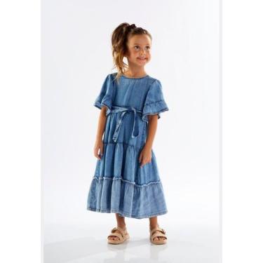 Imagem de Vestido Jeans Midi Infantil com Babados Up Baby, 1