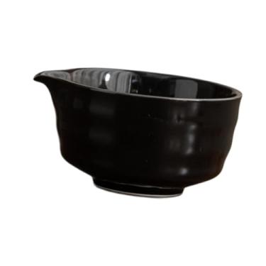 Imagem de IEUDNS Tigela de chá de cerâmica matcha tigela tradicional de porcelana Chawan 450ml Handmade Japanese Green Tea Cup para amigos iniciantes, Preto