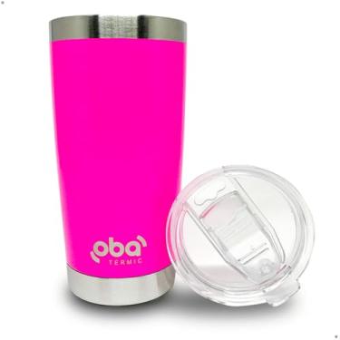 Imagem de Copo Térmico Abridor Cerveja Embutido Tampa 591ml Verde Neon