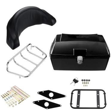 Imagem de Mala de viagem para motocicleta 48L universal caixa de armazenamento traseira para motocicleta caixa de ferramentas scooter motocicleta porta-malas capa superior para motocicleta (preto)