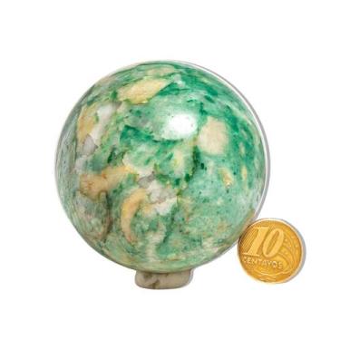 Imagem de 01 Esfera Jade Verde Lapidado 300 a 350g Aprox 6cm Tipo B - Cristaisde