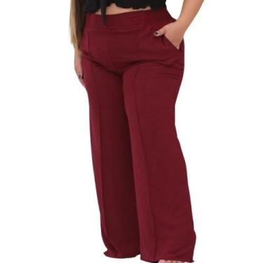 Imagem de Calça Plus Size Feminina Pantalona Larga Calça Plus Size Confortável E