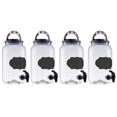 Imagem de Kit 4 Pote Lousa Com Torneira Organizador Cozinha Bancada Lavanderia Porta Sabão Liquido Amaciante (Preto)