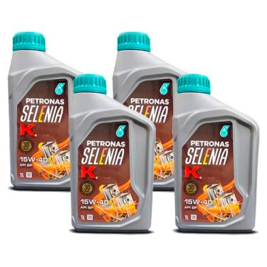 Imagem de Kit Troca 4 L Óleo de Motor Petronas Selenia K Sae 15w40 Api Sp Semissintetico