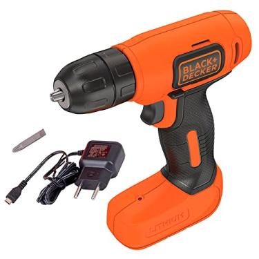 Imagem de BLACK+DECKER Furadeira e Parafusadeira à Bateria 10mm, Carregador Bivolt, LD008, 8V