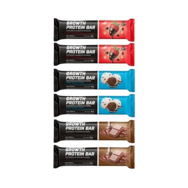 Imagem de Kit Whey Barras de Proteína 30g com 6 Un - Growth (único, Chocolate, cookies e morango com chocolate)