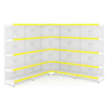 Imagem de Gondola Expositor De Mercados Parede 1 Canto 2 Inicial E 2 Continuaçõe