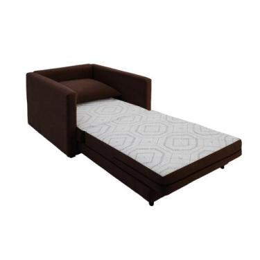 Imagem de Poltrona Sofá Cama Solteiro 85cm Trento Estofama, Marrom